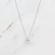 The 1ct Diamond Bezel Necklace in White Gold