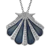 14k White Gold Diamond Shell Pendant