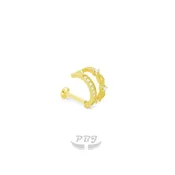 14K Gold- 18g Double Wired CZ Labret Cuff