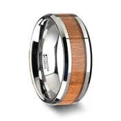 8 mm Black Cherry Wood Inlay Beveled Edges in Tungsten Model #5018