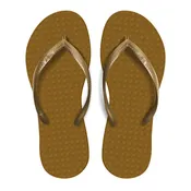 Women's Sustainable Flip Flops Capucino Sole with Golden Straps