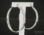 10k White Gold 2.9mm Smooth Hoop Ladies Earrings 1.6g p20861