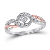 10K Rose &amp;amp; White Swirled Diamond Ring 1/10 CTTW