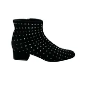 Saint Laurent Crystal-Embellished Suede Ankle Boots Black