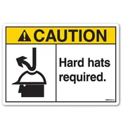 Caution: Hard Hats Required Safety Label – ANSI Style