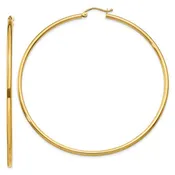 10K-Yellow Gold Hoop Earrings 2x55mm