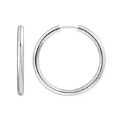 30mm Round Tube Sterling Silver Hoop Earrings