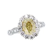 14KT white and yellow gold ring with 1.91ct oval yellow diam...