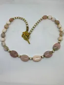 #17  Peruvian Pink Opal, Agate and Pearl Necklace