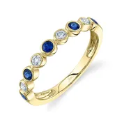 14K Gold 0.32 Carat Sapphire Diamond Bezel Band