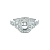 14K White Gold Diamond Emerald Cut Semi-Mount Ring
