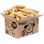 ValueBull Beef Cheek Roll Dog Chews, Jumbo 5-6 Inch, 50 Count Bulk Pack