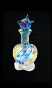 Blue and Gold Swirl Perfume Bottle — Welcome to Santa Barbara Glassblowing Studio