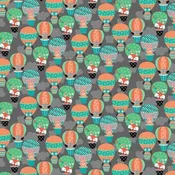 5073S-96 Studio E Dark Grey Owl's Hot Air Balloons from Owl's Woodland Adventure Collection