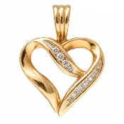 10K Yellow Gold Diamond Open Heart Pendant – 2.0g