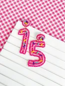 '15' Birthday Beaded Dangle Earrings