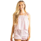 8 OAK LANE | Berry Gingham Tie Top Ruffle Sleep Set