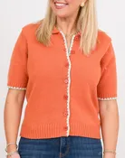 Andrea Button Down Cardigan - Rust