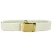 44" Military White Cotton Belt with 24k Gold Buckle & Tip