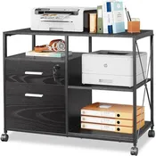 2-Drawer Lateral File Cabinet with Open Shelf Industrial Style 32W x 16D x 26H