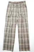 Auralee Super Fine Tropical Wool Check Two-Tuck Slacks - Top Brown Check