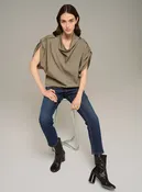 Blouse oversize col bénitier manches courtes à rayures