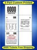 3 Part Car Back Custom Valet Tickets 5,000 FREE Shipping #VTCS3VL-CB