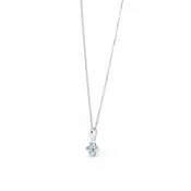 14k White Gold AA Four Styles Of Birthstones, 4 stone Necklace with Diamonds