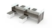 4 Person Open Low Panel 5×6 Cubicle with Glass Divider