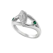 05 May "Birthshell" Sterling Silver Ring: The Junonia Shell with Emeralds