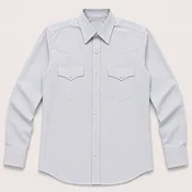 Cowboy Legend Men's Long Sleeve Mini Check Western Snap Shirt – White & Sky Blue