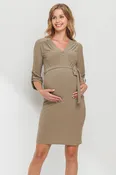 3/4 Adjustable Sleeve Zip Up Maternity Dress