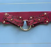 Claiborne Belt in Deep Red/Black Faux Croc with Red Strap