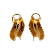 18 Karat Yellow Gold Concave Curved Leverback Earrings