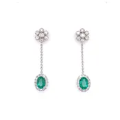 14KT Emerald and Diamond Dangle Earrings