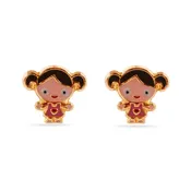 14 Karat Doll Enamel Screw Back Earrings