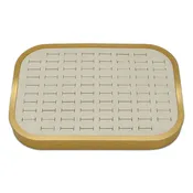 10 5/8" x 7 5/8" Gold Brushed Aluminum Beige Velvet 76 Ring Display Tray