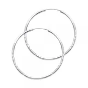 14KW 1.5mm Wide Diamond Cut with Satin on sides Hoop Earrings