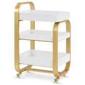 3-Tier Barber Salon Rolling Cart with Metal Frame & Lockable Wheels, 2085