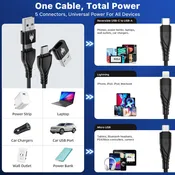AmpNergy PowerLines 5-in-1 Universal Charging Cable (L=4 FT) - Black