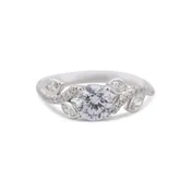 14K White Gold 0.37 Ct Diamond Leaf Mounting