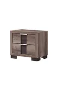 1pc Contemporary Rustic Brown Finish Nightstand Two Drawers Metal knobs Bedroom Wooden Furniture