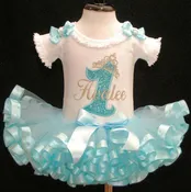 1st Birthday girl outfit, princess birthday dress, blue