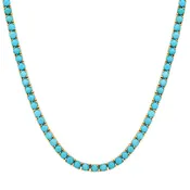 18" Large 4-Prong Turquoise Tennis Necklace