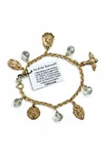 Andrea Barnett 5 Bronze Medals and Green Amethyst on Vintage Chain Bracelet 0-5RM-VCGA