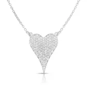 20MM Pave Heart Sterling Silver Necklace