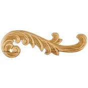 10-1/2 in x 5/16 in x 3-1/4 in Right Curved Pressed Acanthus Appliqué