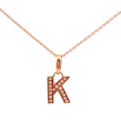 0.05ct Pink Diamond Round 14K Rose Gold Necklace Length 18