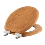 Topseat Wood Toilet Seat in Oak with Magic Hinge, Round
