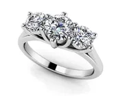 10 Prong Three Stone Diamond Engagment Ring In 14K 18K White Yellow Or Rose Gold